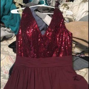 Maroon, Top Sparkle formal long dress